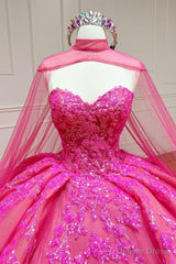 Vintage Ball Gown Sweetheart Pink Lace Appliques Tulle Long Quinceanera Dresses