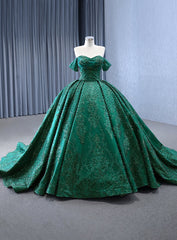 Vintage Green Tulle Sequins Off the Shoulder Pearls Prom Dresses