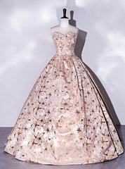 Vintage Pink Print Sweetheart Quinceanera Dresses