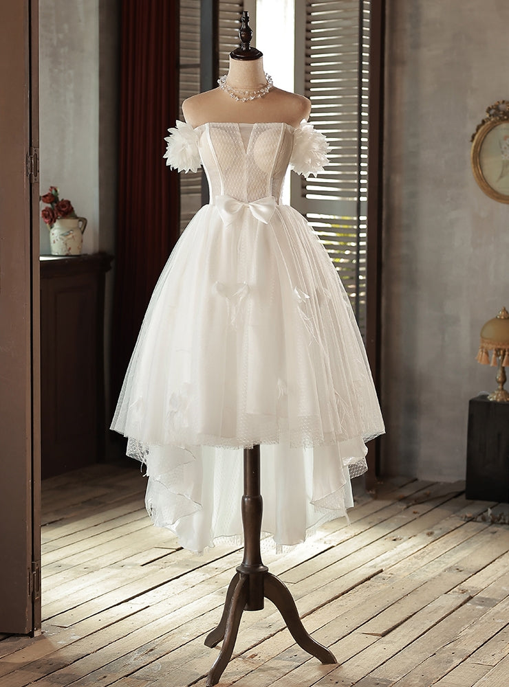 White  Tulle Off the Shoulder Wedding Dress