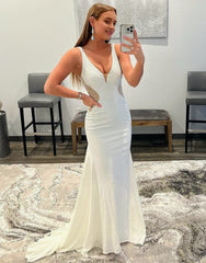 White Mermaid Beaded Prom Dresses