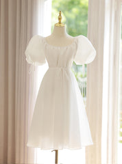 White Puff Sleeve Short Wedding Dresses