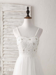 White Sweetheart Neck Tulle Beads Long Prom Dresses White Evening Dresses