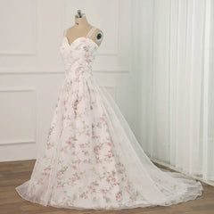 White Tulle and Floral Long Straps Formal Gown Beautiful White Party Dresses prom Dresses shops