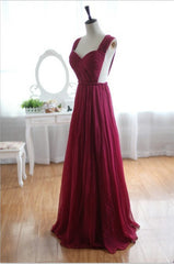 Backless Wine Red/Burgundy Chiffon Prom Dresses/Bridesmaid Dresses