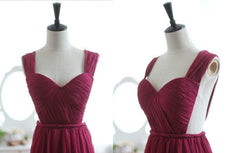 Backless Wine Red/Burgundy Chiffon Prom Dresses/Bridesmaid Dresses