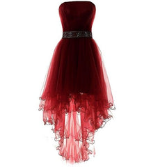 Wine Red Lovely High Low Tulle Homecoming Dresses, Cute Party Dresses