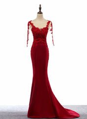 Wine Red Mermaid Long Formal Dresses with Lace Wine Red Prom Dresses prom Dresses shops