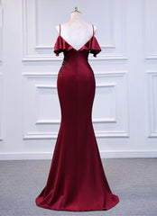 Wine Red Mermaid Off Shoulder Long Party Dresses, Off Shoulder Mermaid Prom Dresses