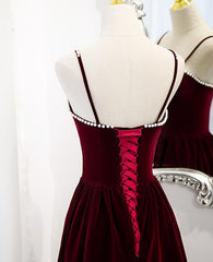 Wine Red Velvet Short Simple Wedding Party Dresses, Dark Red Homecoming Dresses