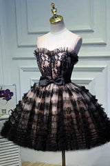 Black Layers Tulle Short Prom Dresses, A-Line Homecoming Party Dresses