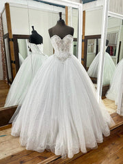 Gorgeous White Handmade Beading Sequins Ball Gown, Strapless Sleeveless Backless Formal Dress