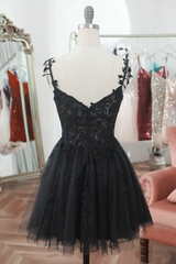 Black Short Sweetheart Tulle Homecoming Dress Outfits For Girls, Black Short Prom Dress Outfits For Women Party Dress