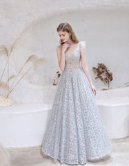 Gorgeous Beading High Neck Tulle Evening Dress, With Cape Sleeves