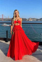 Rote Prom -Kleiderinnen sexy Kleider elegant einfaches Partykleid