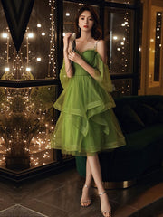 Green Sweetheart Neck Green Tulle Prom Dress, Green Homecoming Dress