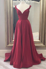 Off the Shoulder Red A-line Long Formal Dress
