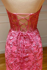 Coral Sweetheart Lace-Up Long Mermaid Prom-kjole med applikasjoner