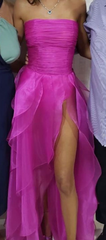 Kuuma vaaleanpunainen yksinkertainen iltapuku pitkä prom -mekko