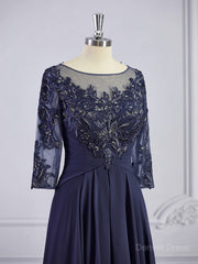 A-Line Bateau Floor-Length Chiffon Mother of the Bride Dresses For Black girls With Appliques Lace