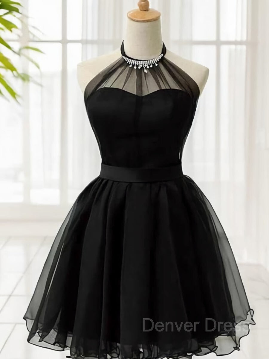 A-Line Halter Short Tulle Homecoming Dresses