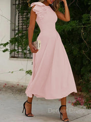A-Line Jewel Sleeveless Stretch Crepe Mother of the Bride Dresses For Black girls With Ruffles