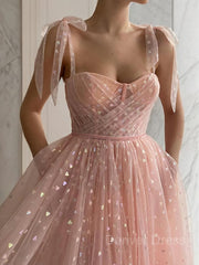 A-Line Spaghetti Straps Ankle-Length Homecoming Dresses