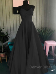 A-Line Spaghetti Straps Floor-Length Satin Prom Dresses For Black girls With Ruffles