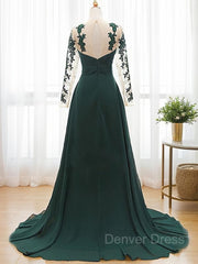 A-Line Sweetheart Sweep Train Chiffon Mother of the Bride Dresses For Black girls With Appliques Lace