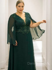 A-Line V-neck Floor-Length 30D Chiffon Mother of the Bride Dresses For Black girls With Appliques Lace