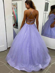 A-Line V-neck Sweep Train Prom Dresses For Black girls With Pockets