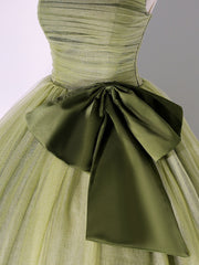 A Line Tulle Green Long Prom Dress Outfits For Girls, Green Tulle Evening Party Dresses
