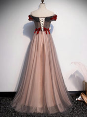 A-line Tulle Ruched Embellished Prom Dress Outfits For Girls, Long Party Dress