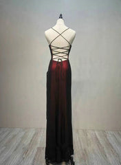 Black and Red Straps Long Simple Party Dress Outfits For Girls, Black and Red Prom Dress
