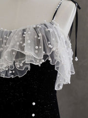 Black Mermaid Velvet Short Prom Dresses For Black girls For Women, Black Short Evening Dresses