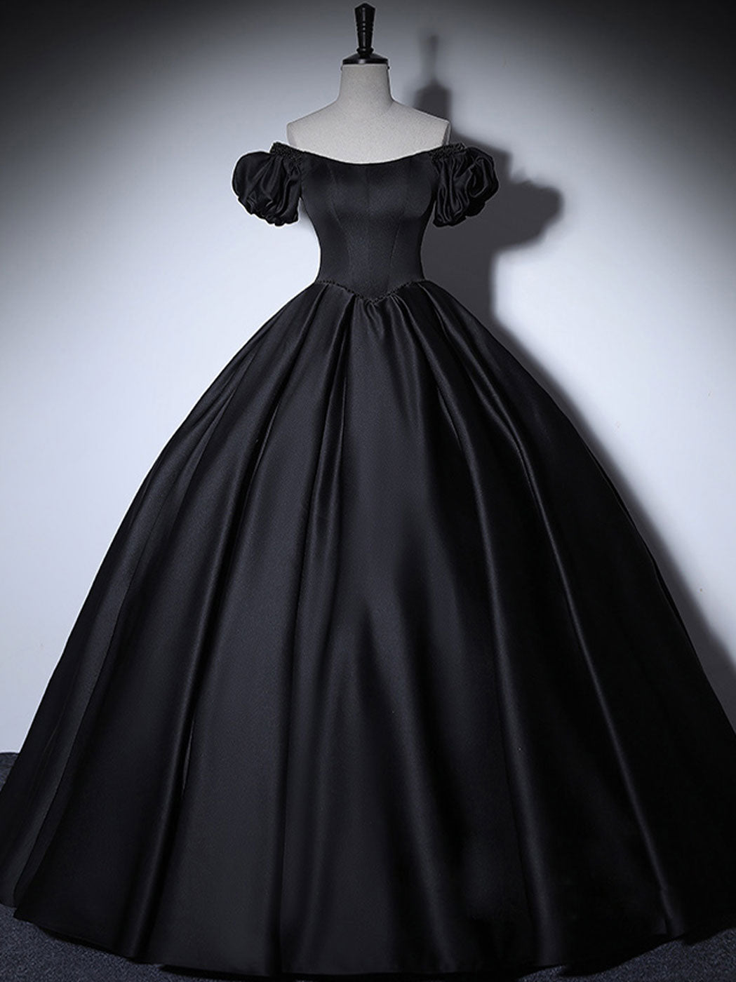 Black Satin Long Prom Dresses For Black girls For Women, Black Long Formal Sweet 16 Dress