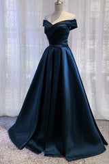 Black Satin Off Shoulder Long Simple Evening Dress Outfits For Women Formal Dresses For Black girls For Women,Stunning Party Gown