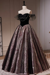 Black Satin Tulle Long Prom Dress Outfits For Girls, A-Line Off Shoulder Evening Dress Outfits For Women Formal Dress
