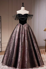 Black Satin Tulle Long Prom Dress Outfits For Girls, A-Line Off Shoulder Evening Dress Outfits For Women Formal Dress