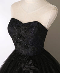 Black Sweetheart Neck Tulle Long Prom Dress Outfits For Women Black Evening Dress