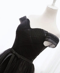 Black Tulle Long Prom Dress Outfits For Girls, Black Evening Dresses