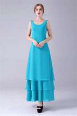 Blue Chiffon Mother Of The Bride Dresses With Jacket