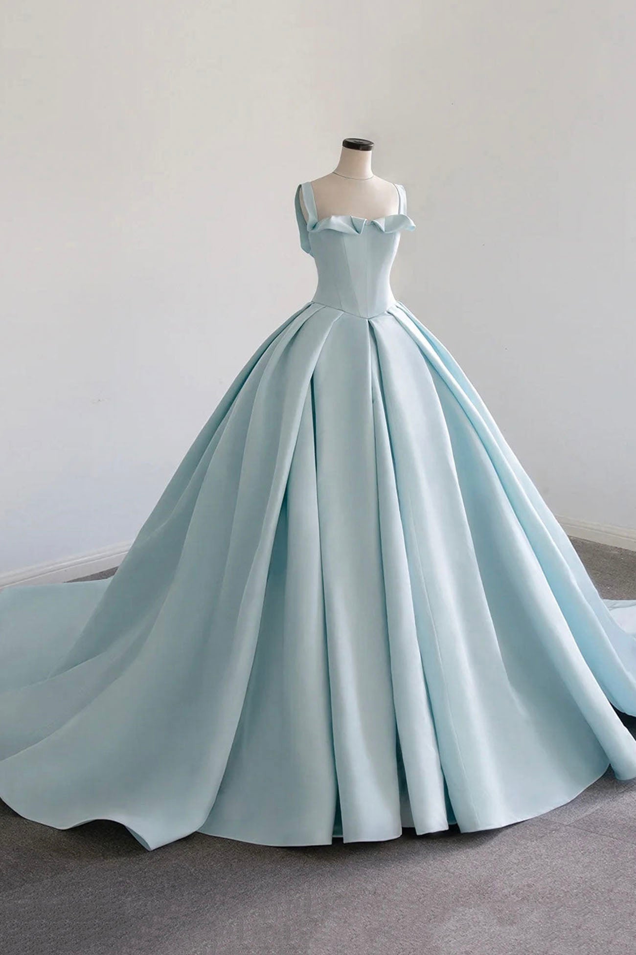 Blue Satin Long A-Line Formal Dress Outfits For Girls, Blue Prom Evening Dress