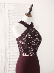 Burgundy Lace Mermaid Long Prom Dress Outfits For Women Burgundy Bridesmaid Dress