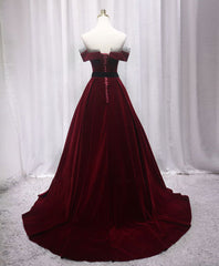 Burgundy Long Off Shoulder Prom Dress Outfits For Women Long Evening Dress