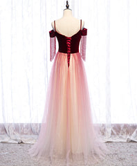 Burgundy Tulle Long Prom Dress Outfits For Women Burgundy Tulle Formal Dress