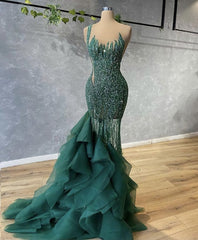 Green Long Prom Dress, Sexy Evening Gown
