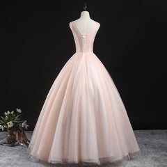 Charming Pink Flowers Ball Gown Long Sweet 16 Dress Outfits For Girls, Pink Prom Dress