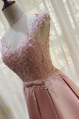 Charming Pink Satin Long Formal Gown, Prom Dress Outfits For Women , Lovely Satin Party Dress