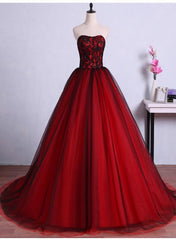 Charming Sweetheart Red and Black Gown, Sweet 16 Dress Outfits For Girls, Formal Dress
